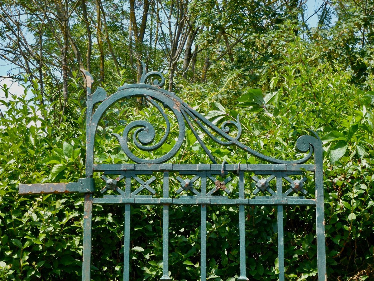 Portail et son portillon en fer forgé d'époque Art Nouveau-photo-8