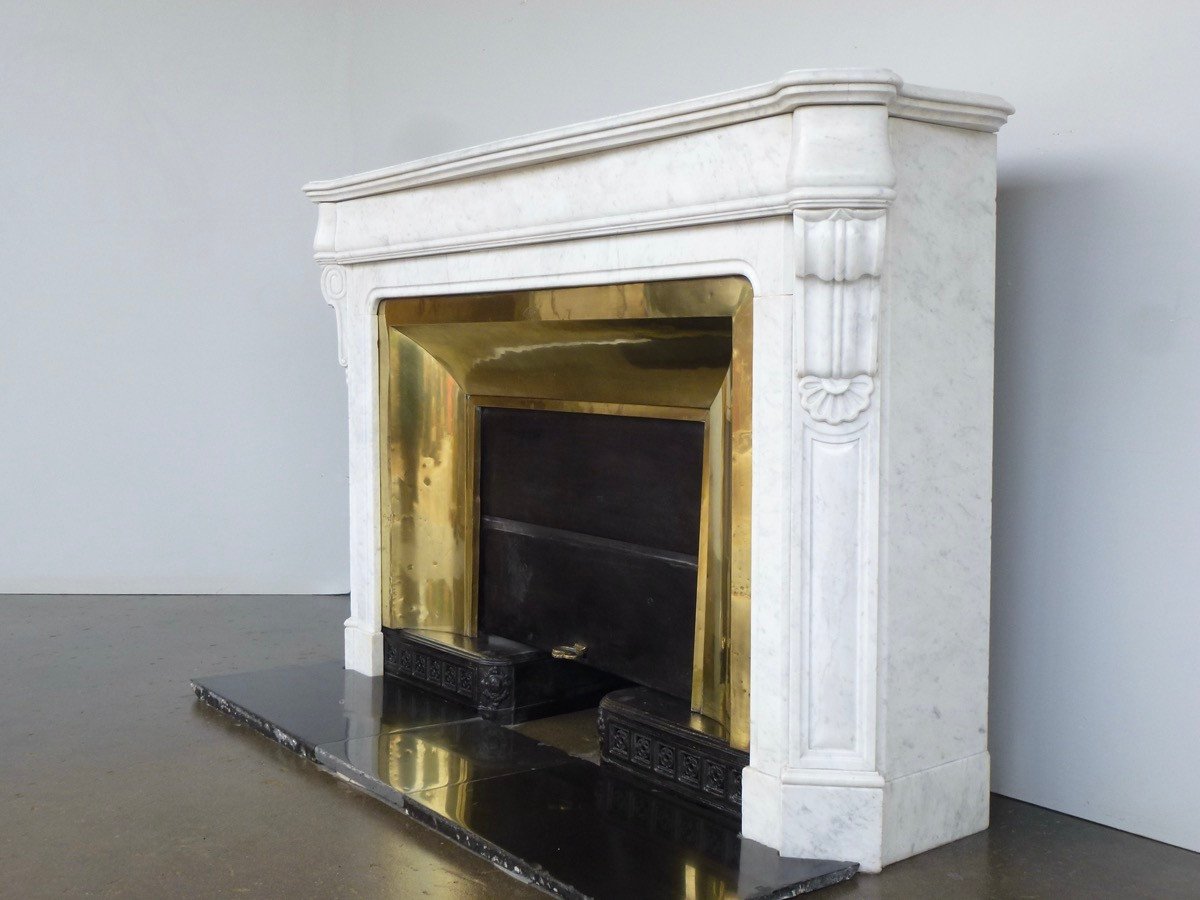 White Carrara Marble Fireplace-photo-3