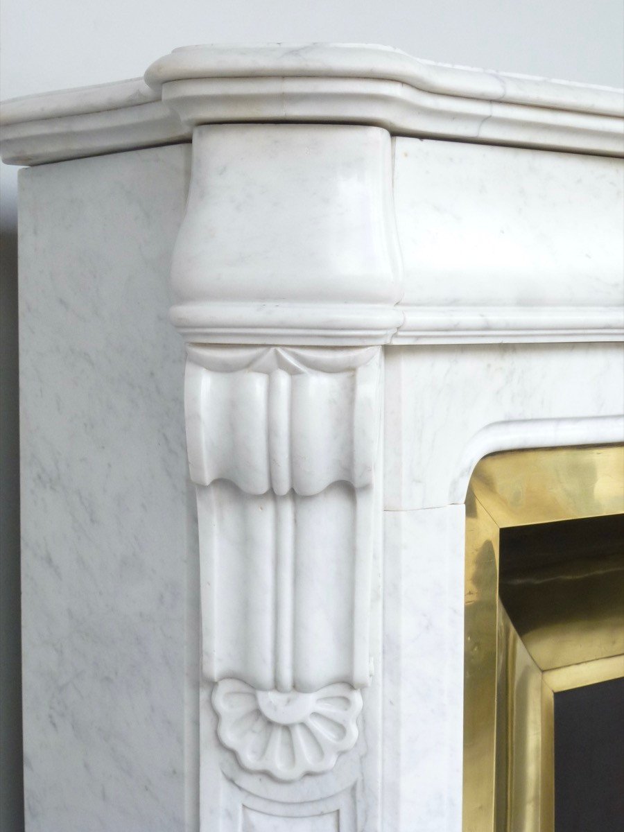 White Carrara Marble Fireplace-photo-4