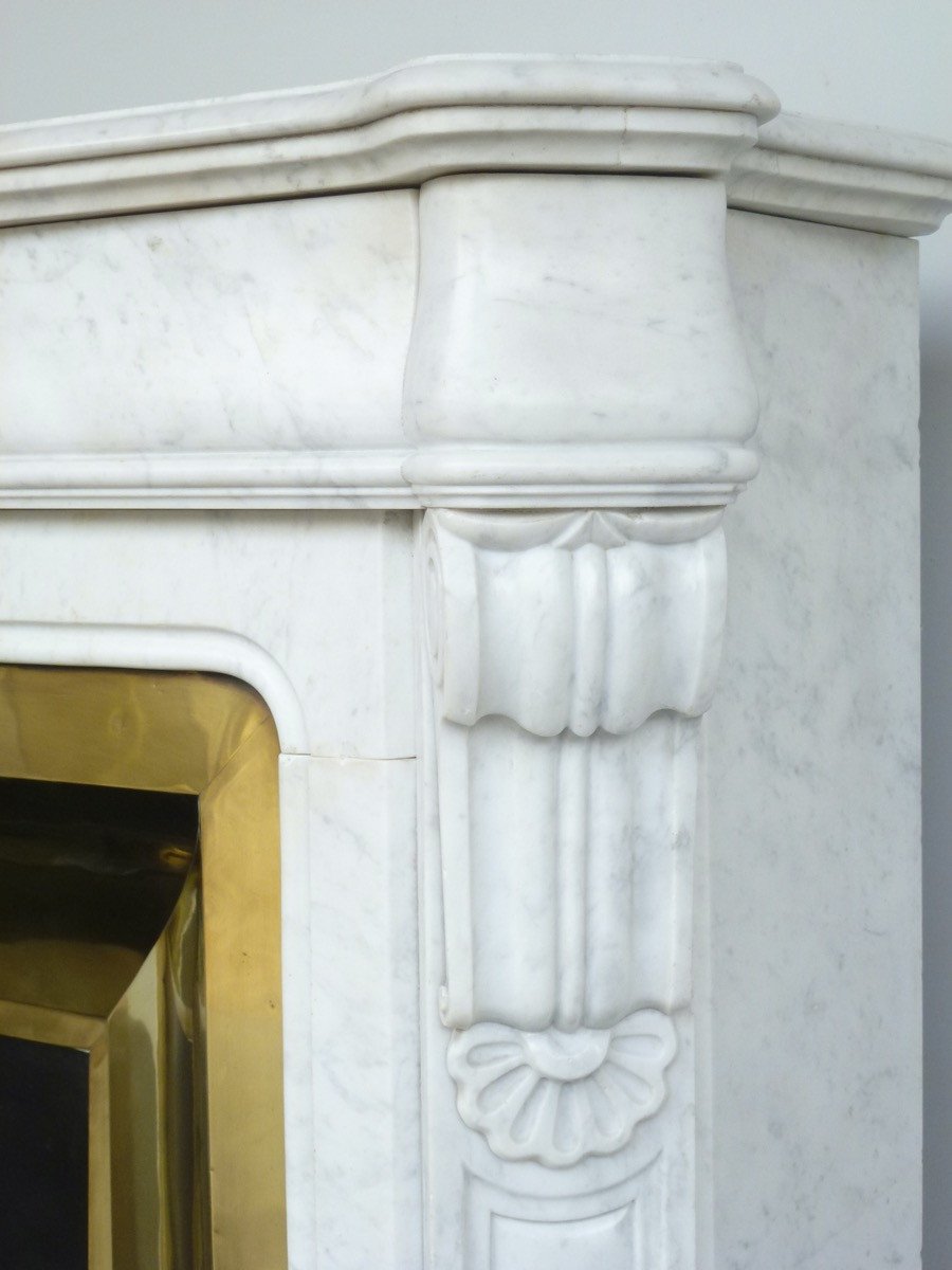 White Carrara Marble Fireplace-photo-1