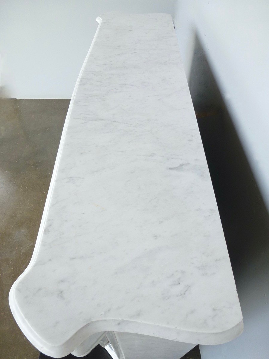 White Carrara Marble Fireplace-photo-3