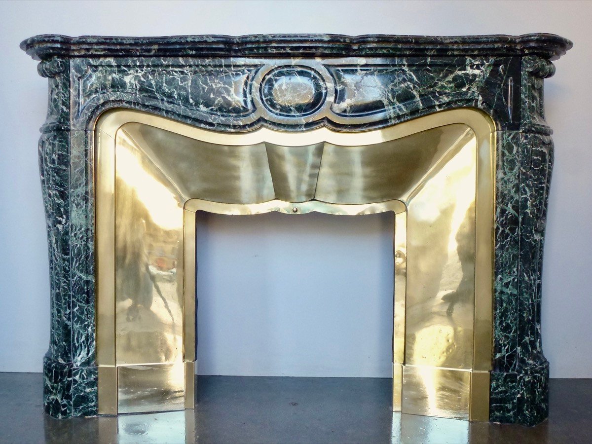 Pompadour Style Green Maurin Or Green Alps Marble Fireplace, 19th Century.