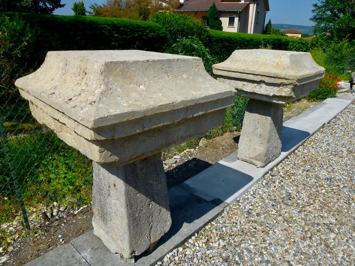 Important Pair Of Hard Stone Portal Pillar Capitals-photo-2