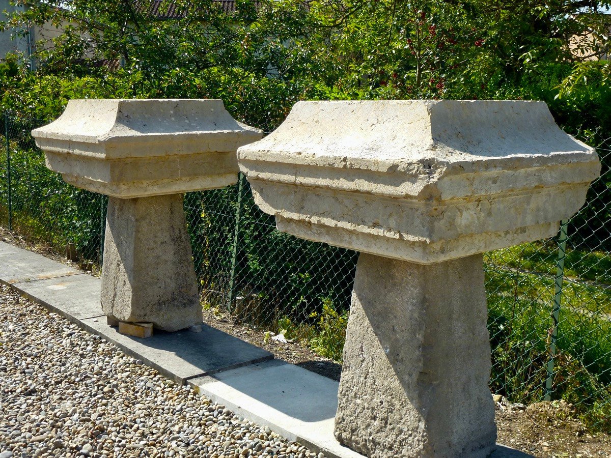 Important Pair Of Hard Stone Portal Pillar Capitals-photo-3