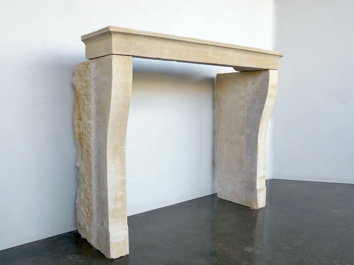 Fireplace In Hard Jura Stone From The Restoration Period-photo-2