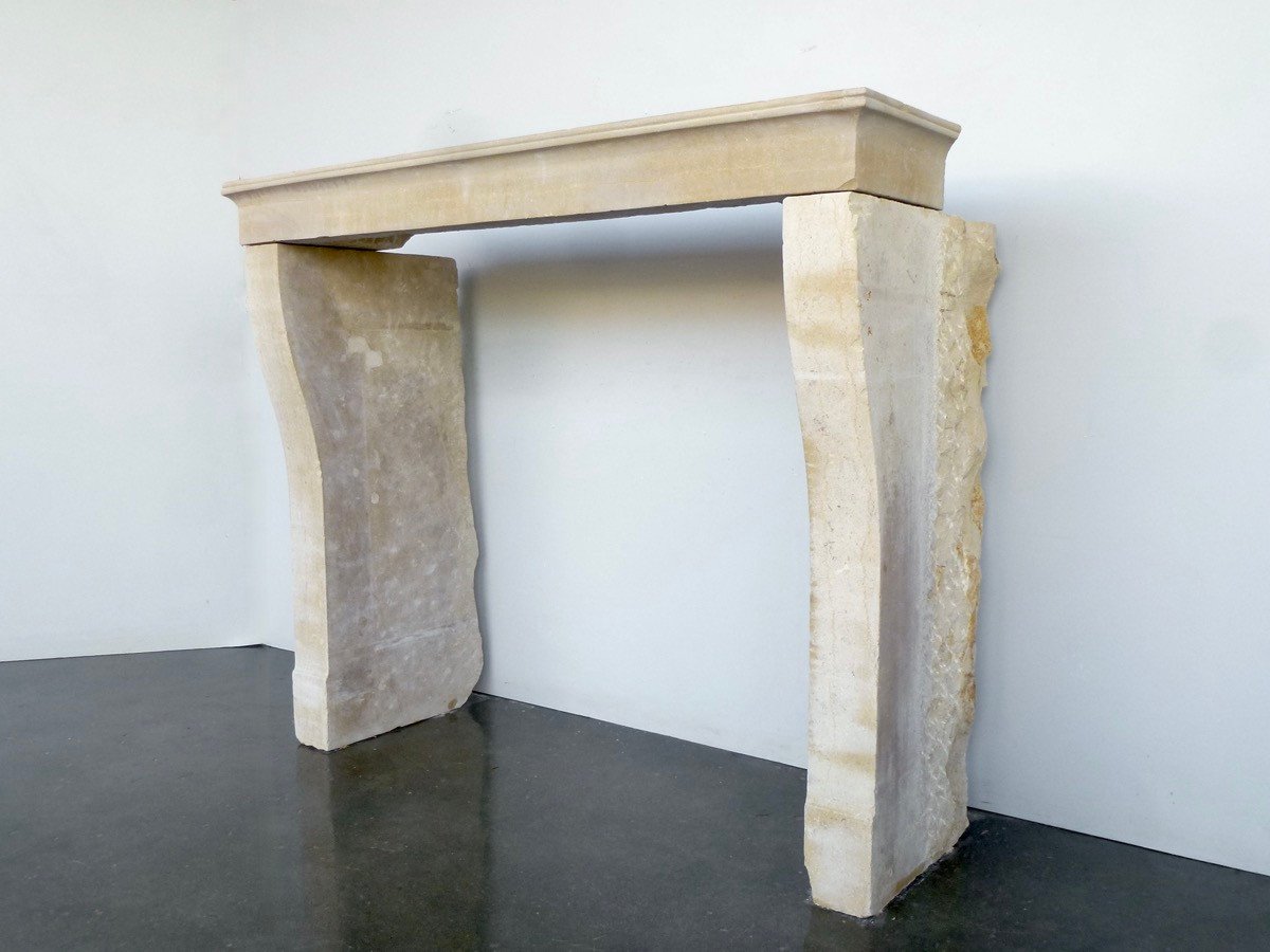 Fireplace In Hard Jura Stone From The Restoration Period-photo-3