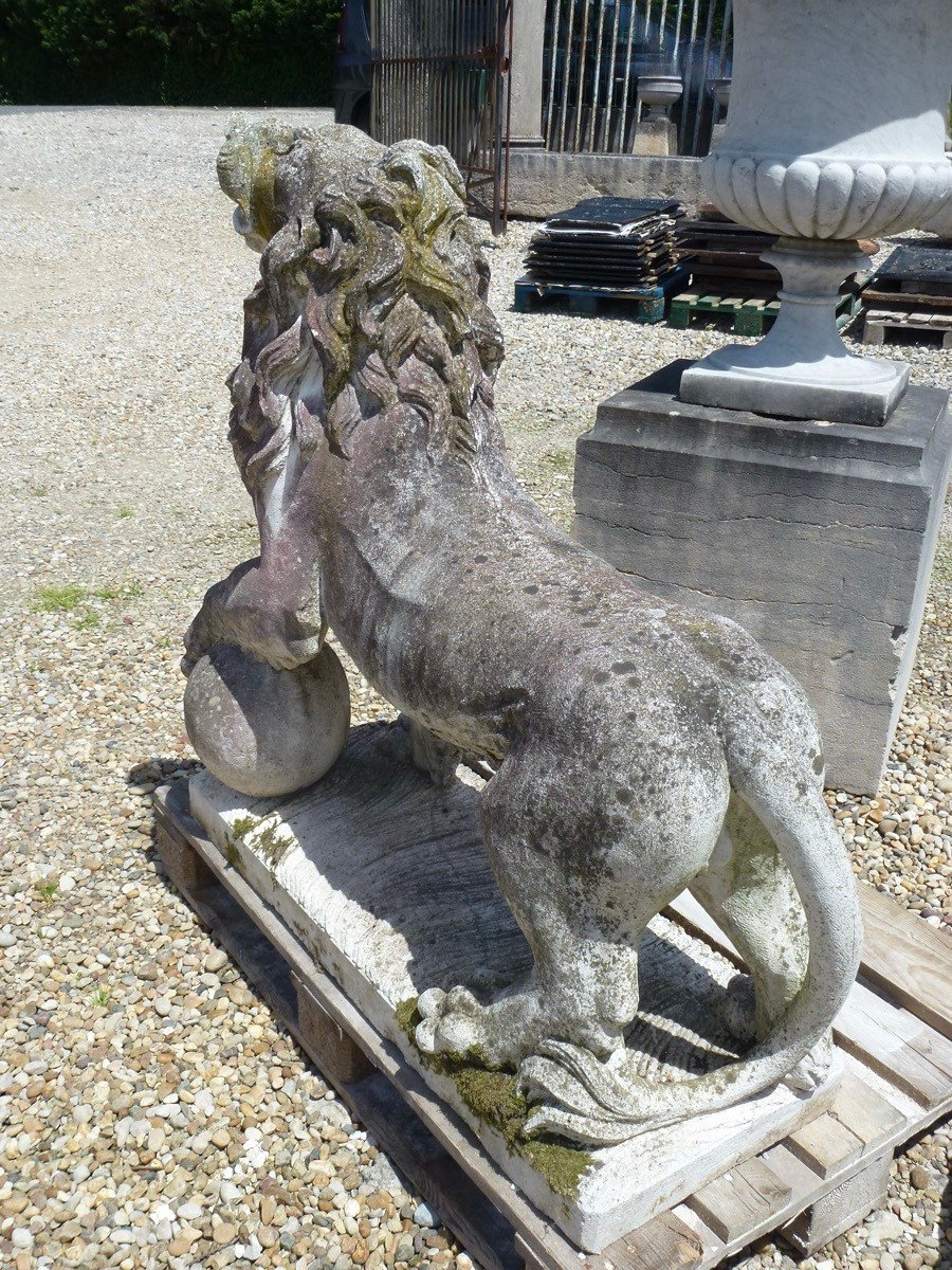 Important Pair Of Reconstituted Stone Lions-photo-5