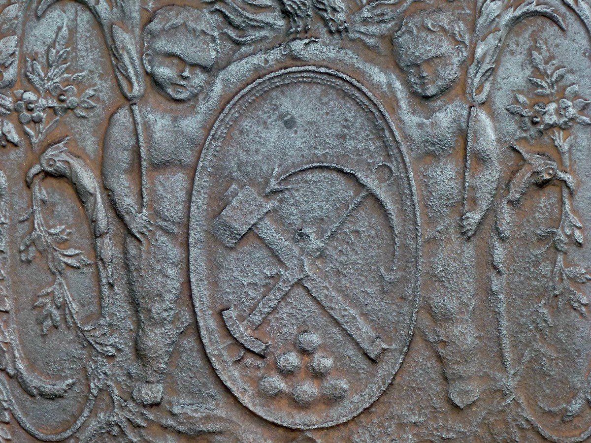 Fireplace Plate From The First Empire Period With The Coat Of Arms Of Wendel And Hausen (74x74 Cm)-photo-2