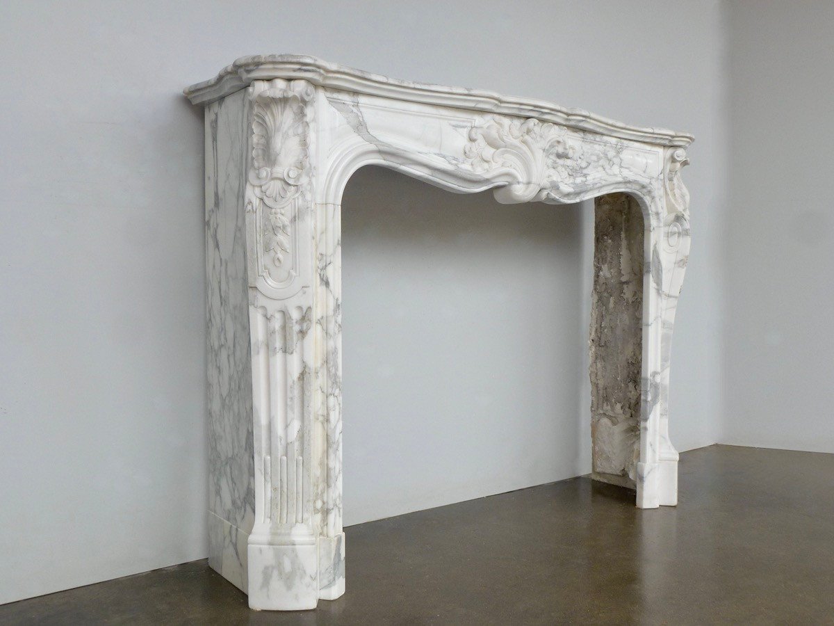 Louis XV Style Calacatta Marble Fireplace-photo-2