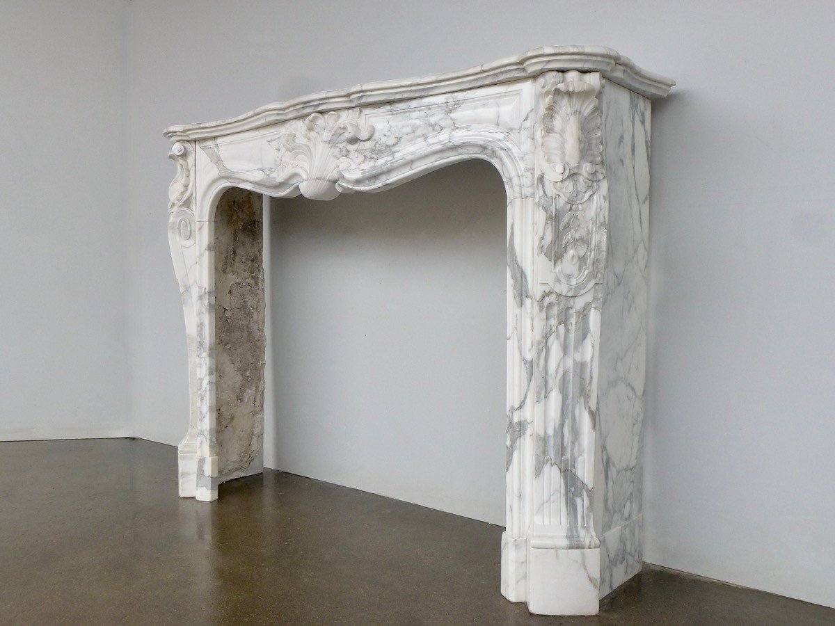 Louis XV Style Calacatta Marble Fireplace-photo-3