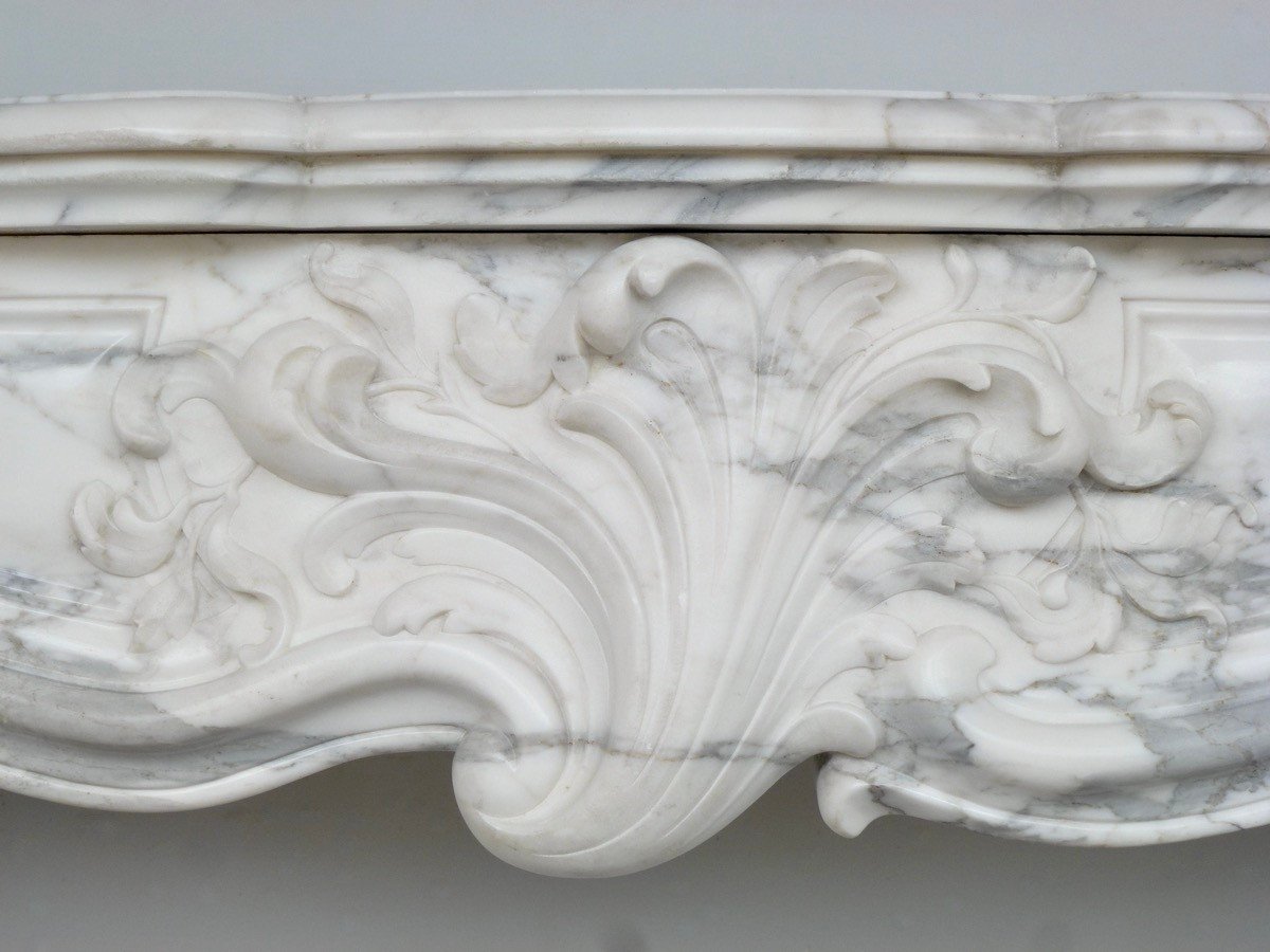 Louis XV Style Calacatta Marble Fireplace-photo-4