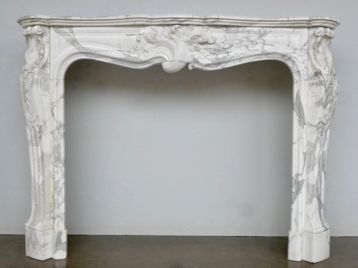 Louis XV Style Calacatta Marble Fireplace