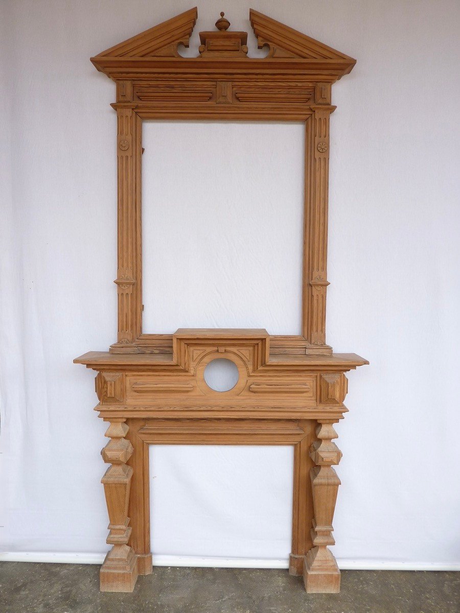 19th Century Neoclassical Pitch Pine Fireplace.-photo-2