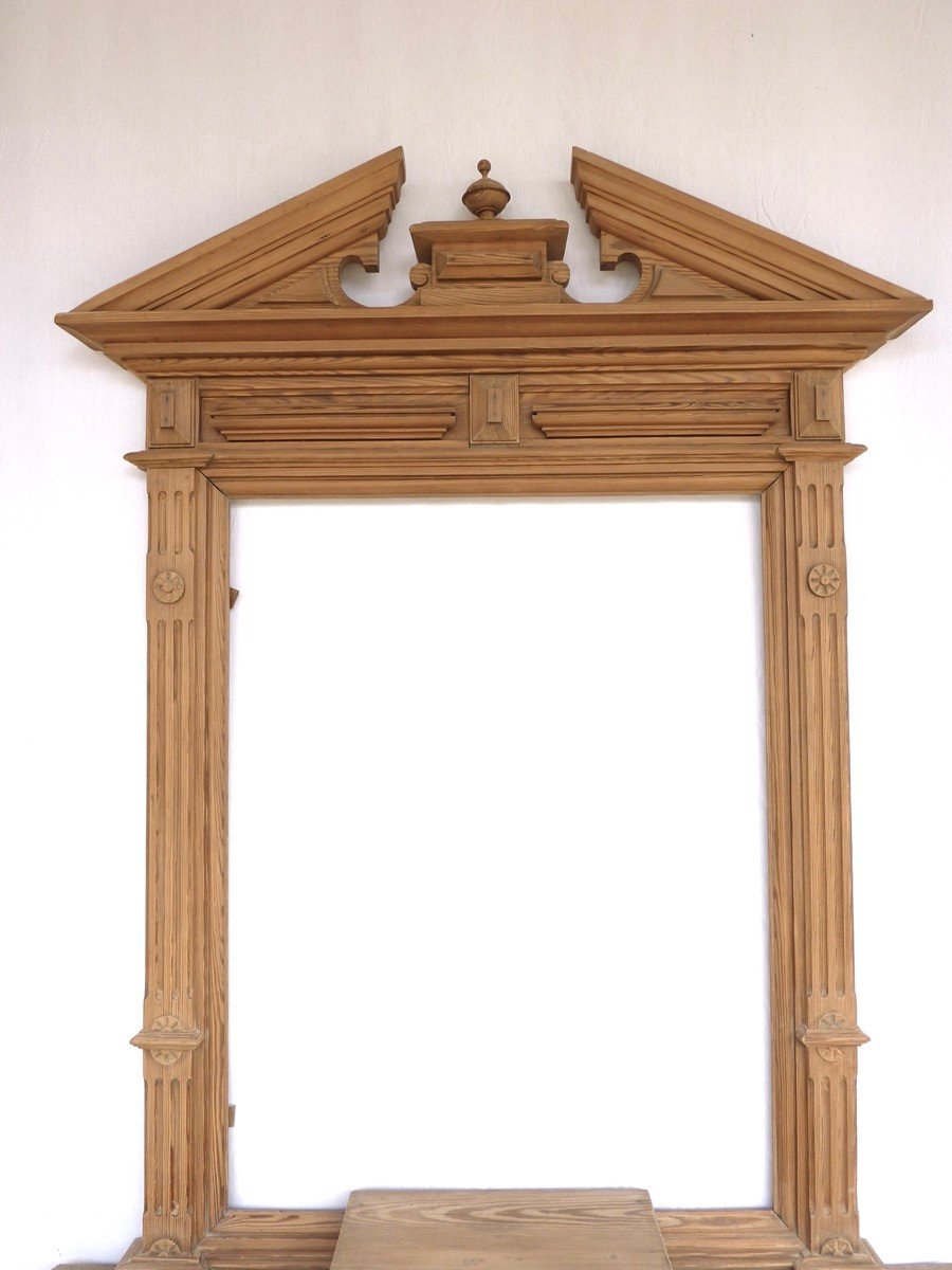 19th Century Neoclassical Pitch Pine Fireplace.-photo-3