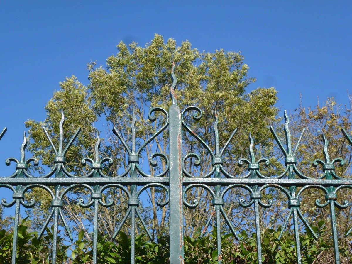 Wrought Iron Gate With Scalloped Sheet Metal-photo-3