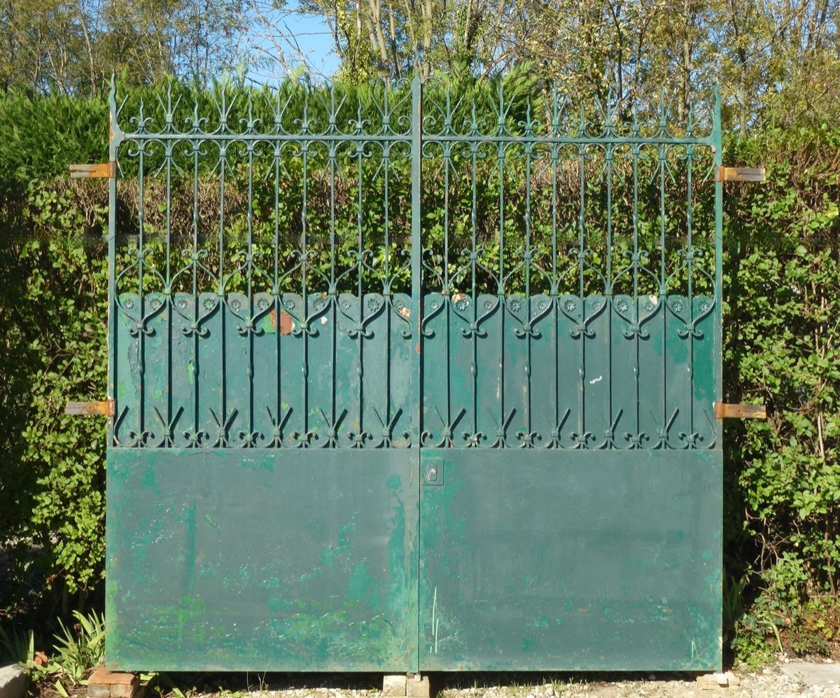 Wrought Iron Gate With Scalloped Sheet Metal