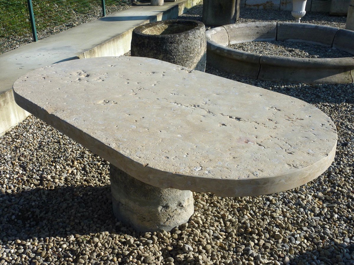 Grande table de jardin en pierre-photo-3