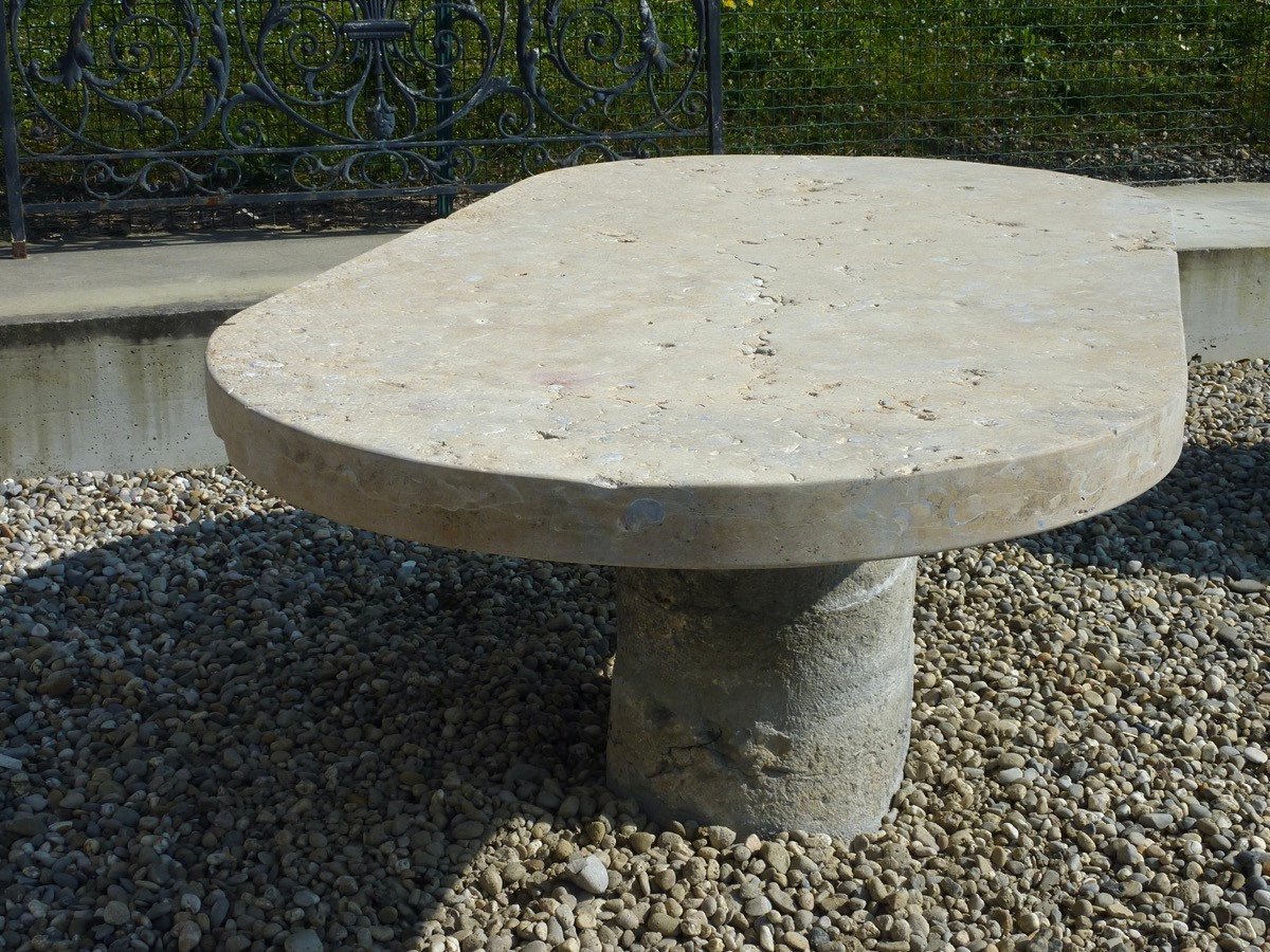 Grande table de jardin en pierre-photo-4