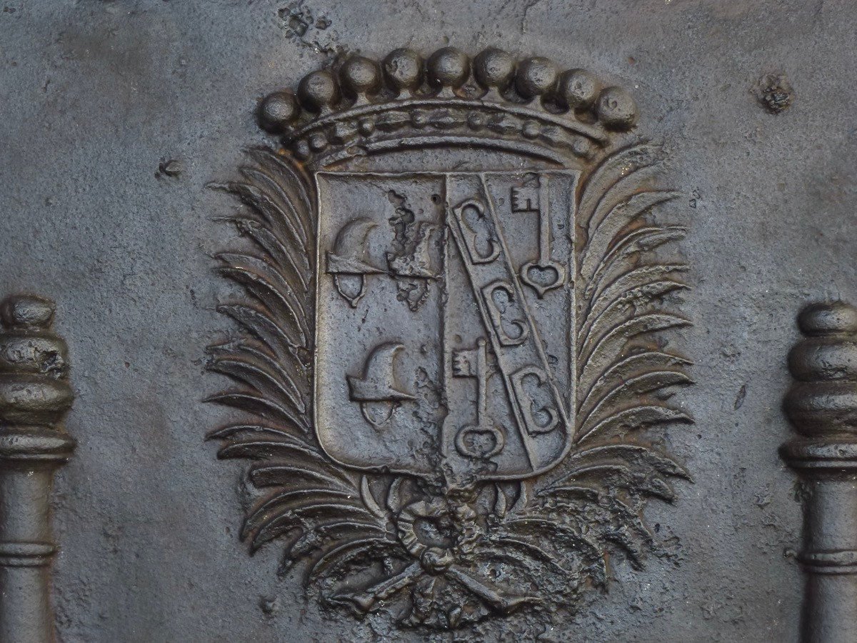 Fireplace Plaque With The Alliance Arms Of Joseph De Vaux And Anne Désirée Pourtier (99x97cm)-photo-2