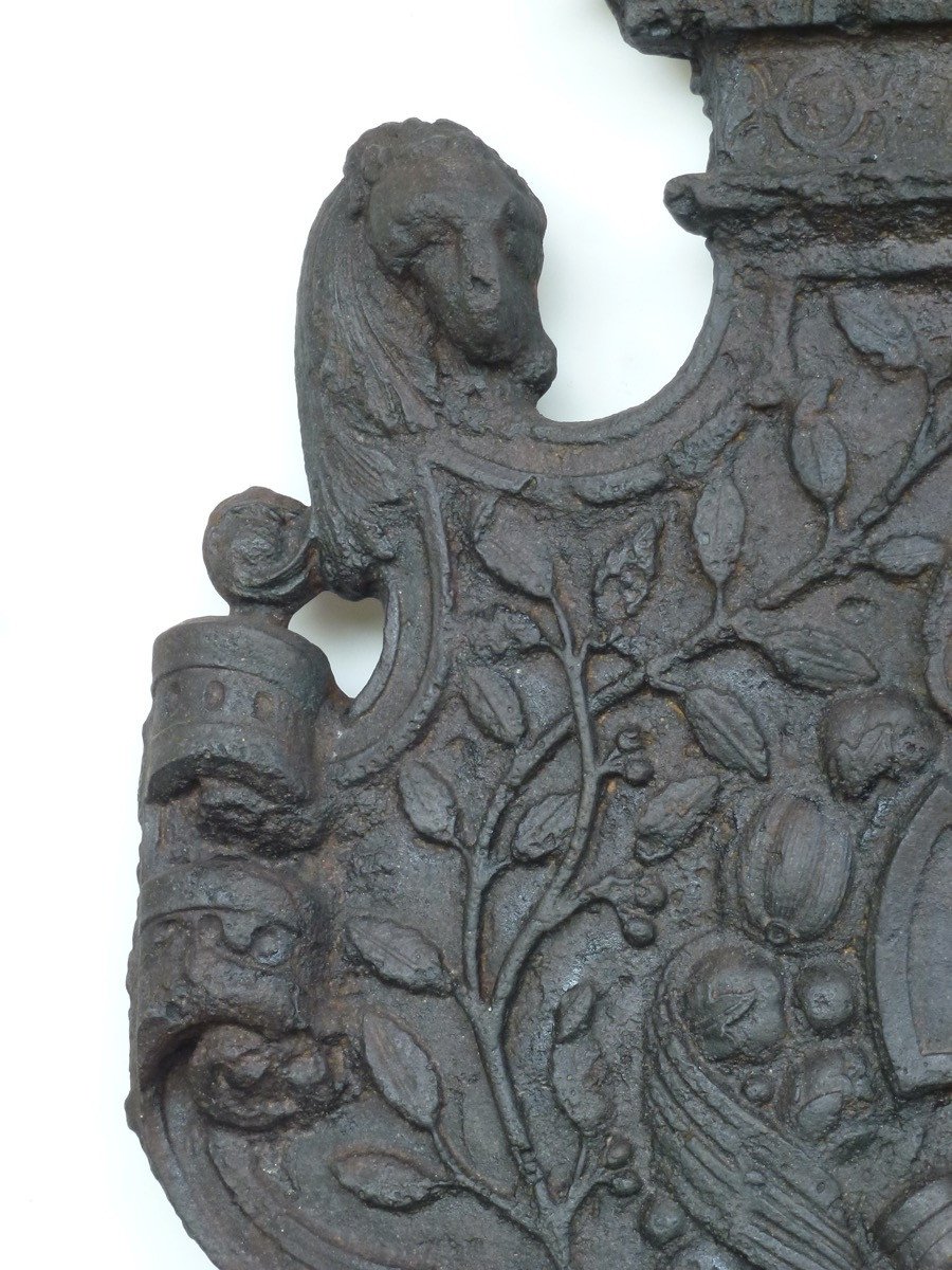 Renaissance Period Fireplace Plate With The Coat Of Arms Of Jehan Fontaine, Alderman Of Paris 1611/1612-photo-1