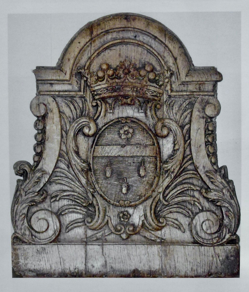 Fireplace Plaque With The Coat Of Arms Of Jean-baptiste Berthier De Bizy (77x88 Cm)-photo-2