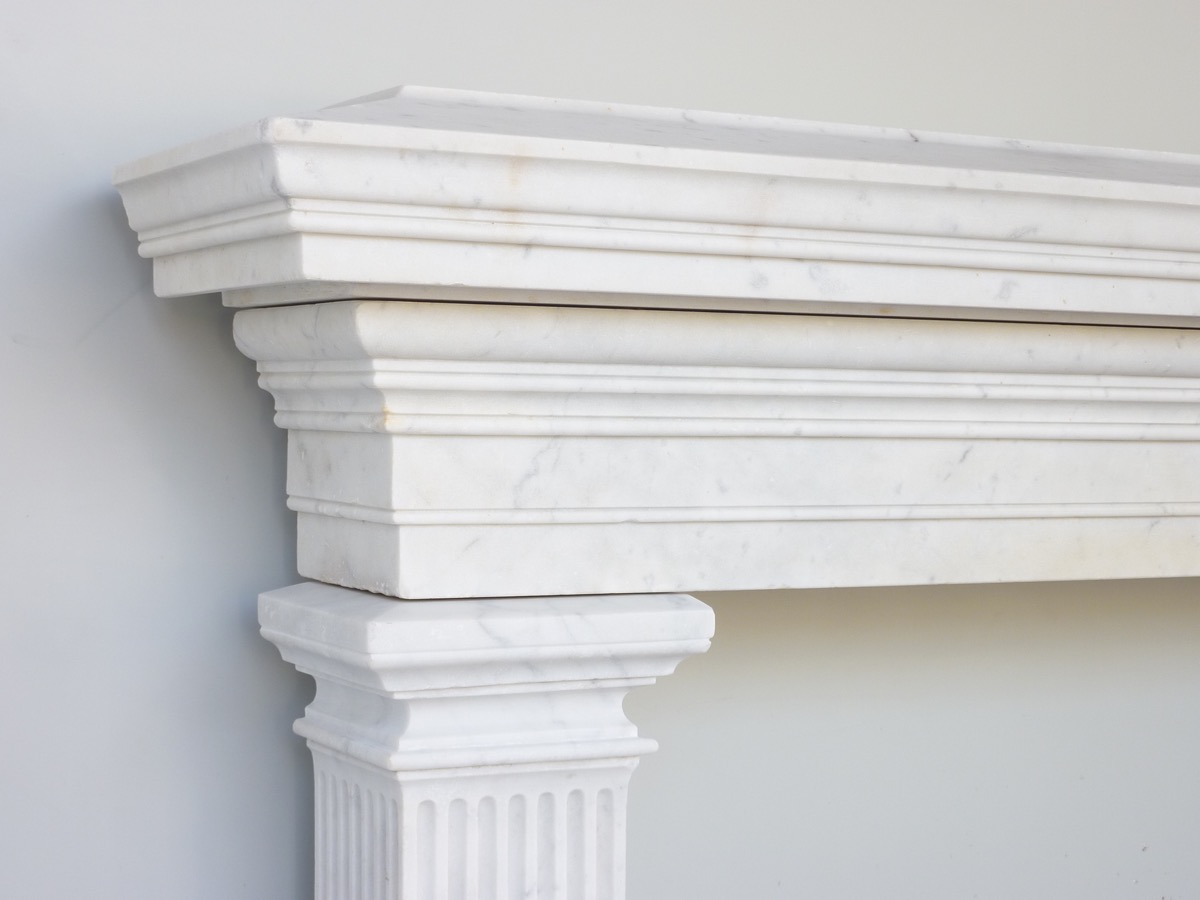 Neo-classical Carrara Marble Fireplace-photo-4