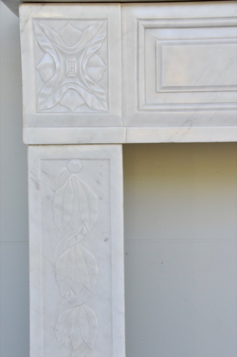 Louis XVI Period White Marble Fireplace-photo-1