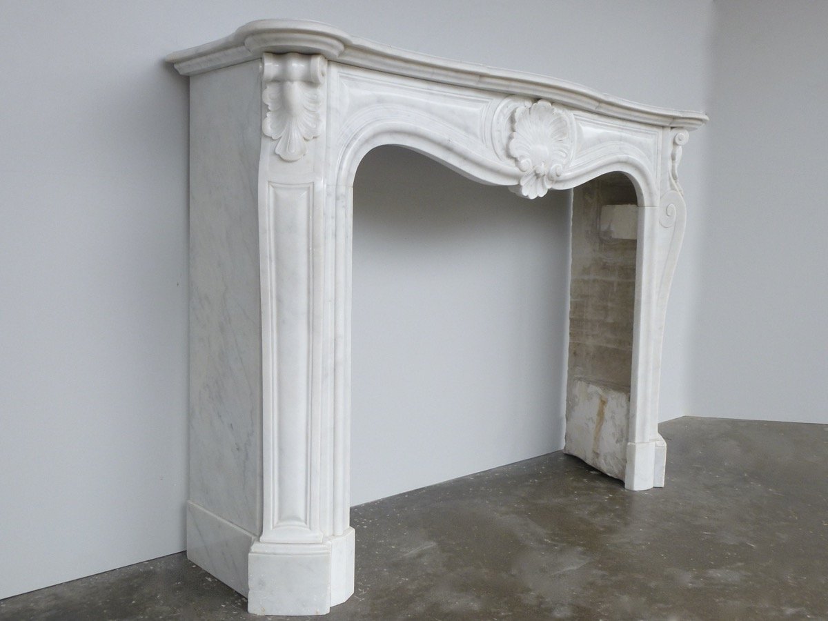 Louis XV Style Carrara Marble Fireplace-photo-2