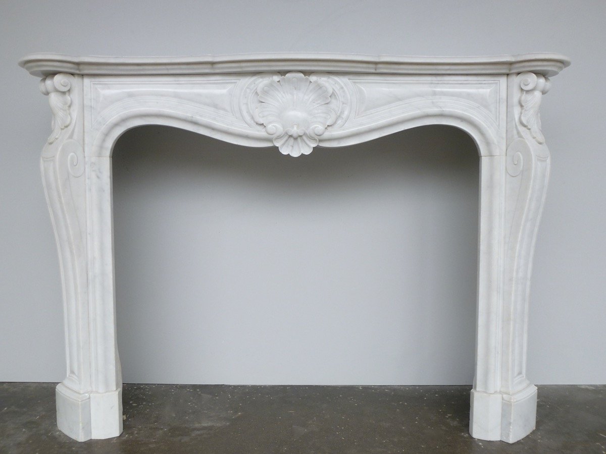 Louis XV Style Carrara Marble Fireplace
