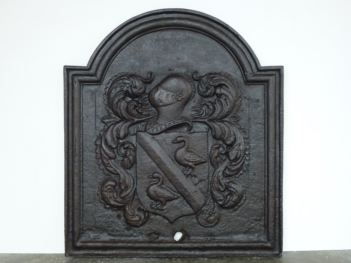 Plaque de cheminée  aux armes de Willem Tayen (84 x 94 cm)