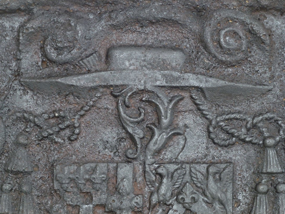 Fireplace Plate With The Arms Of François Dauvet-desmarets (65 X 79 Cm)-photo-3