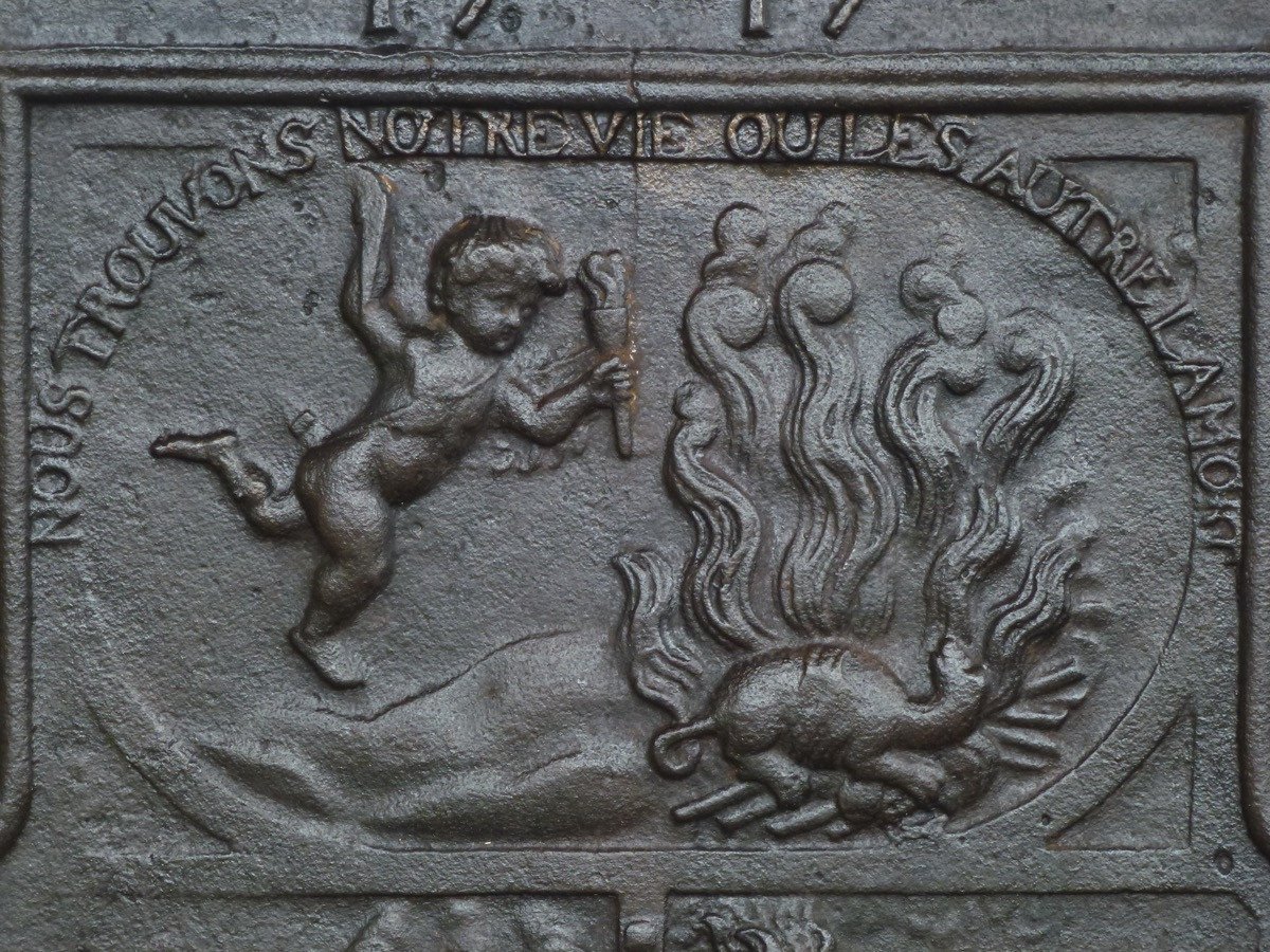 Fireplace Plate With Cherubs In The Fire (80x72 Cm)-photo-2