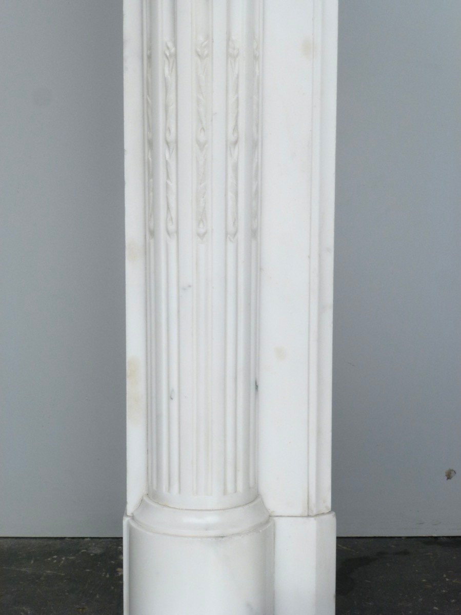 Louis XVI Style Fireplace In Statuary White Marble-photo-4