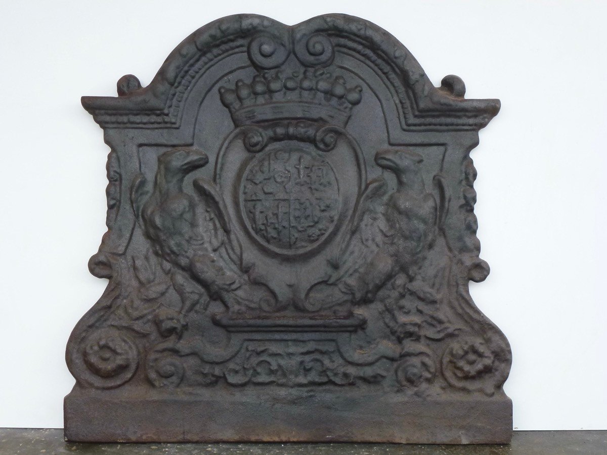 Plaque de cheminée aux armes de Jerôme Phélypeaux de Pontchartrain (95x91 cm)