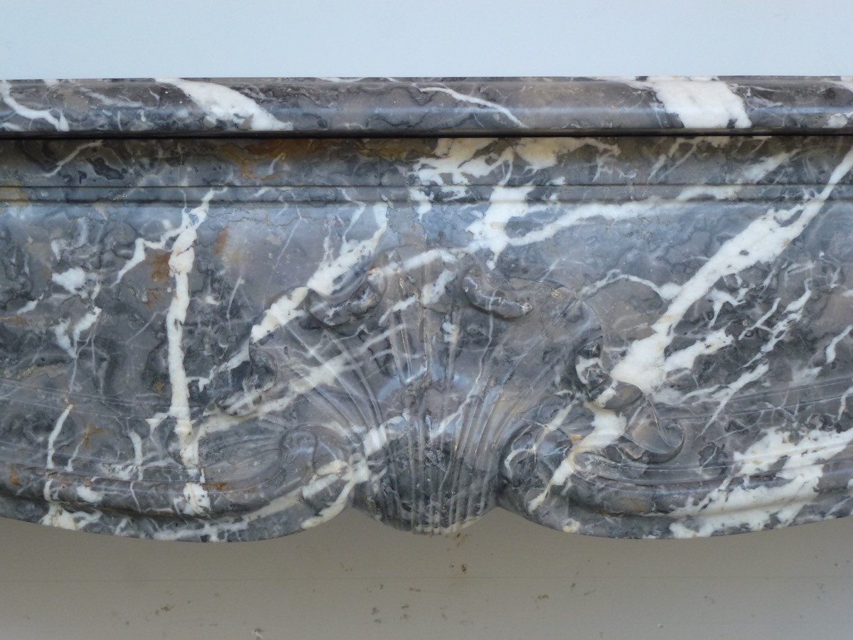 Louis XV Fireplace In Gray Ardennes Marble-photo-4