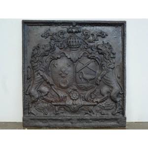 Fireback With The Arms Of Lamyc And Bertrand (77x79 Cm)