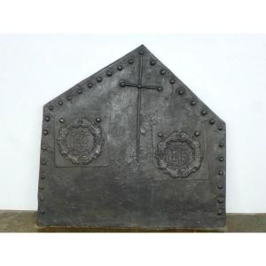 Grande plaque de cheminée datée 1563  (110x107 cm)