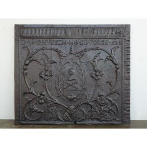 Fireback Dated 1688 With The Arms Of Demoiselle Anne-catherine Husson (98x86 Cm)