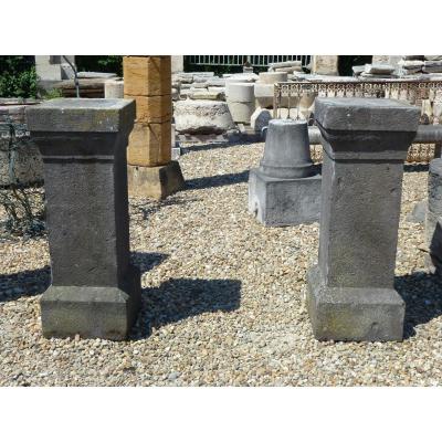 Pair Of Volvic Stone Pedestals