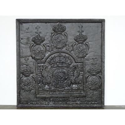 Plaque de cheminée aux armes de Léopold Ier duc de Lorraine et de Bar (93x93 cm)