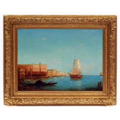 Alfred August Felix Bachman Venice The Lagoon, Painting 19th Century