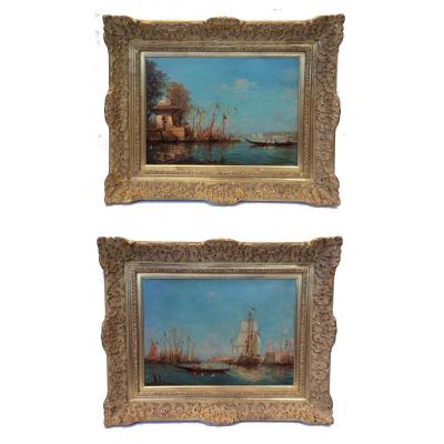 Leopold Ziller Views Of Venice And Istanbul In Pair - 19th Century Paintings