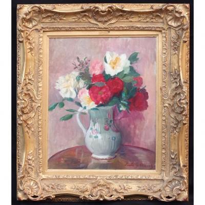 Bunch Of Flowers, Post-impressionist Painting Circa 1930