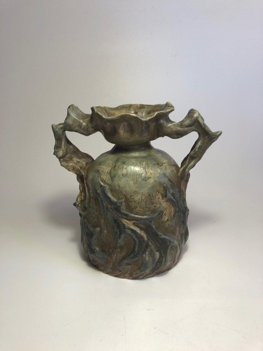 Numa François Gillet Vase Stoneware Art Nouveau Circa 1900 Montigny Georges Delvaux 