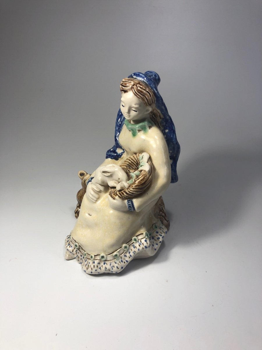 Odette Lepeltier Sculpture Faience Circa 1950 c&eacute;ramique-photo-2