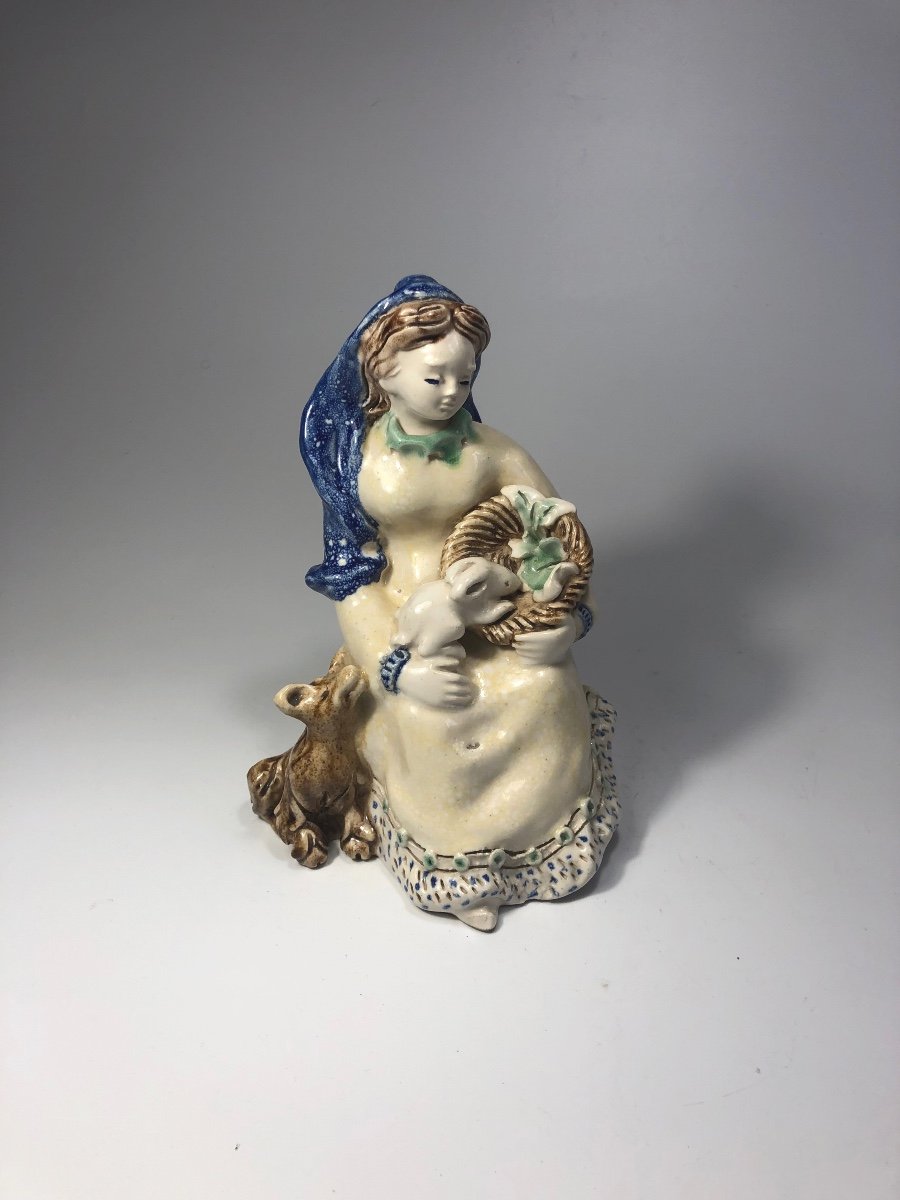 Odette Lepeltier Sculpture Faience Circa 1950 c&eacute;ramique