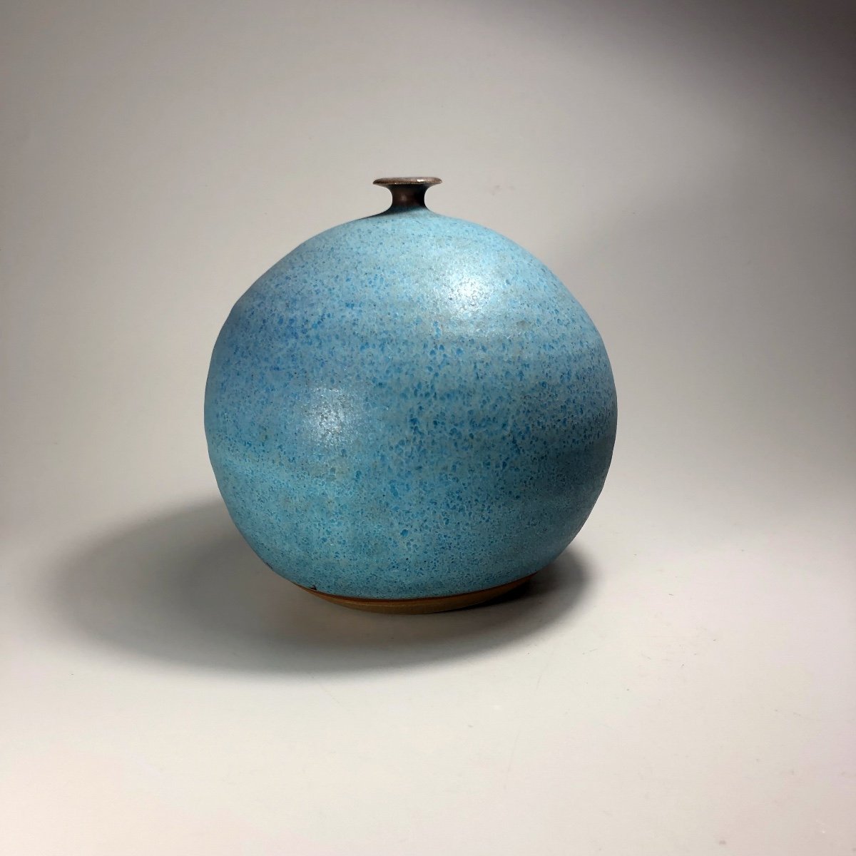 Aisaku Suzuki Vase Boule Signé Céramique Grès 19 Cm