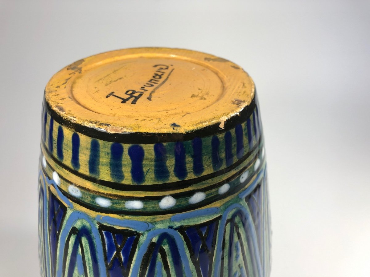 Léon Brunard Large Signed Art Deco Ceramic Vase Lyon-photo-4