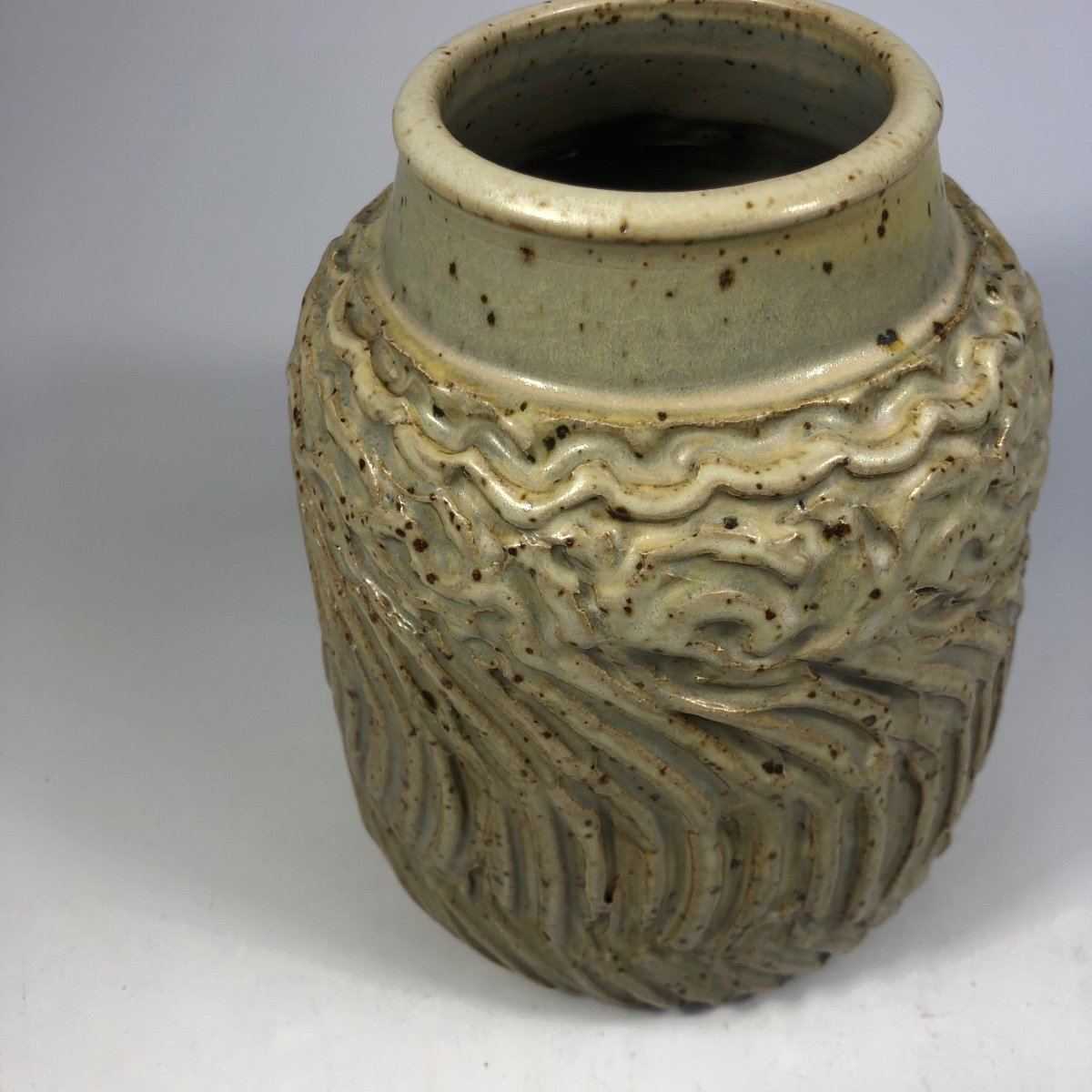 Franck Rousseaux Stoneware Vase Signed Ceramic 1970-photo-2