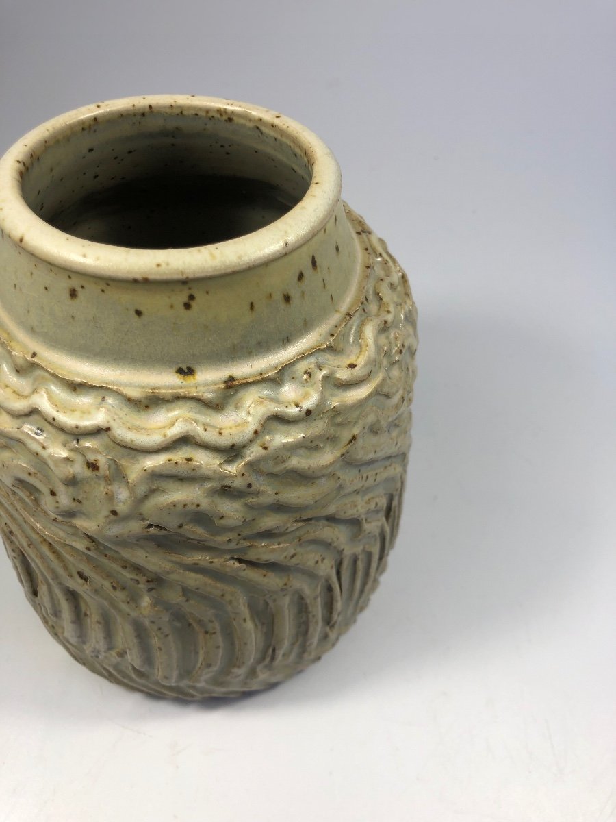 Franck Rousseaux Stoneware Vase Signed Ceramic 1970-photo-4